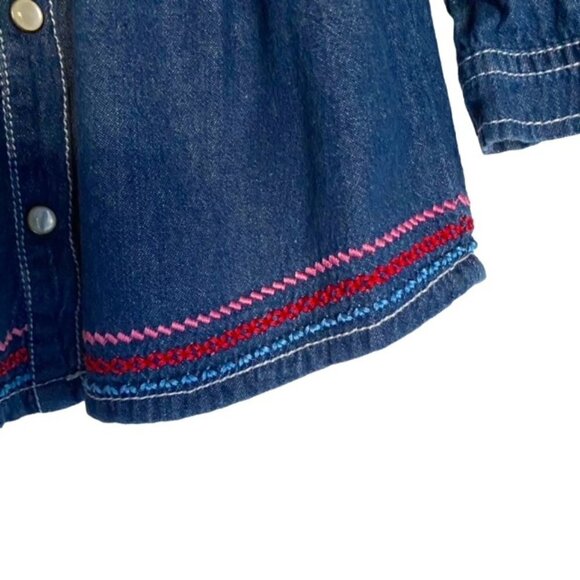 Nanette Baby Floral Embroidered Button Down Denim Dress 2T - Picture 5 of 5